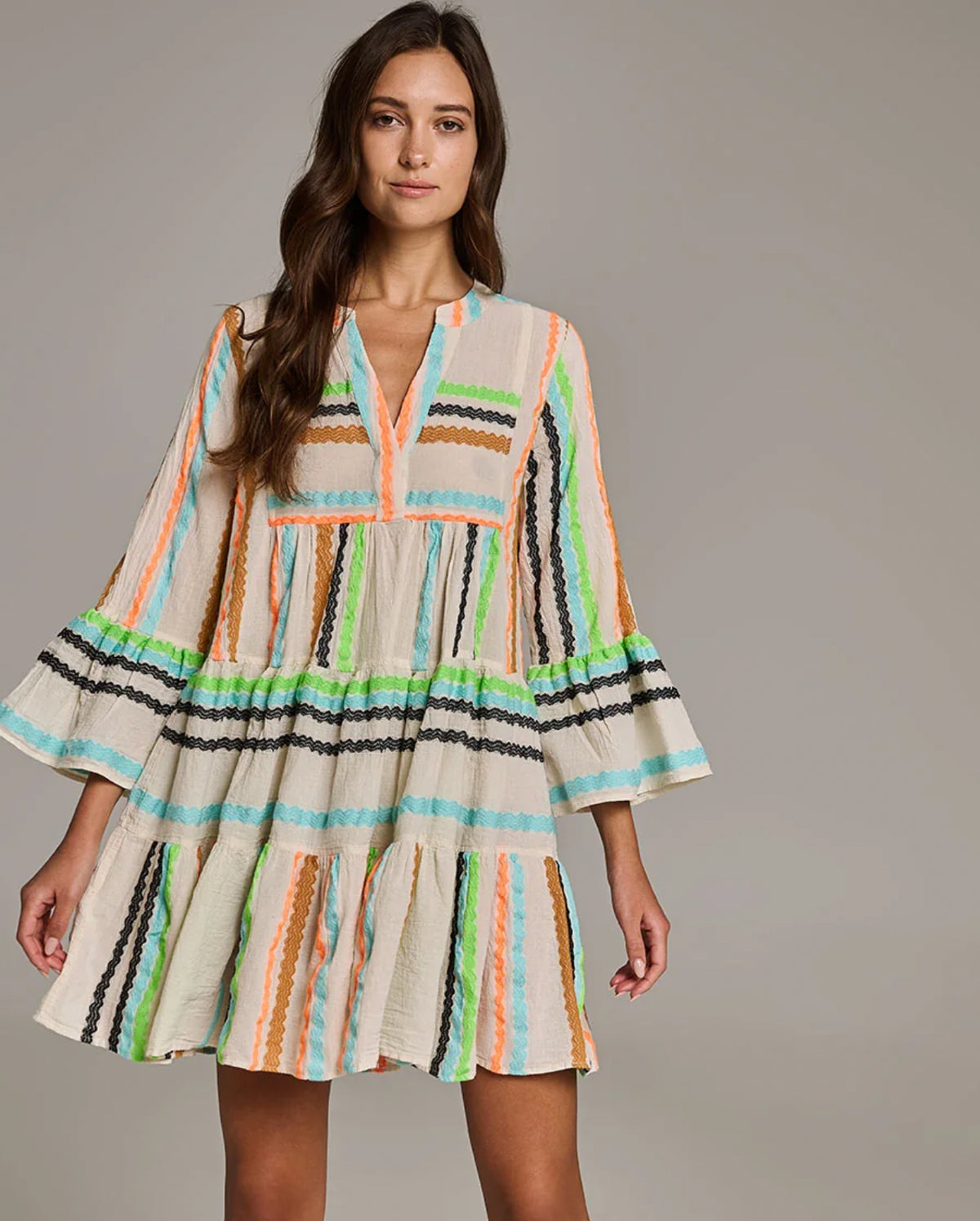 Short Ella Dress - Multi Color Jacquard