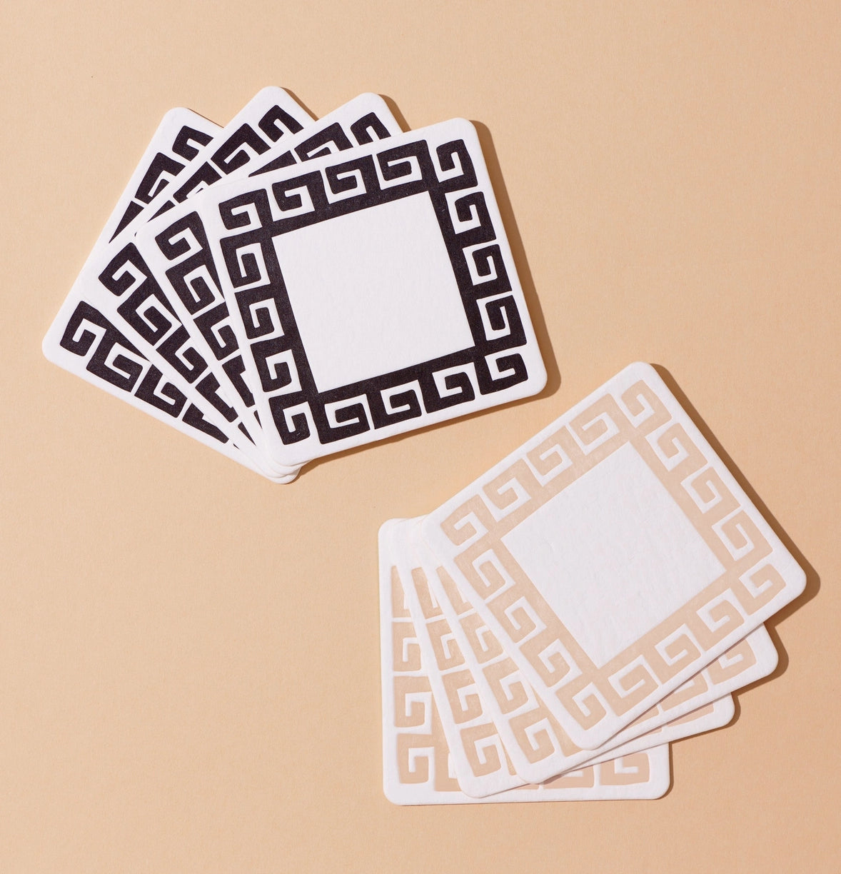 Meandros Greek Key Letterpress Coaster Set