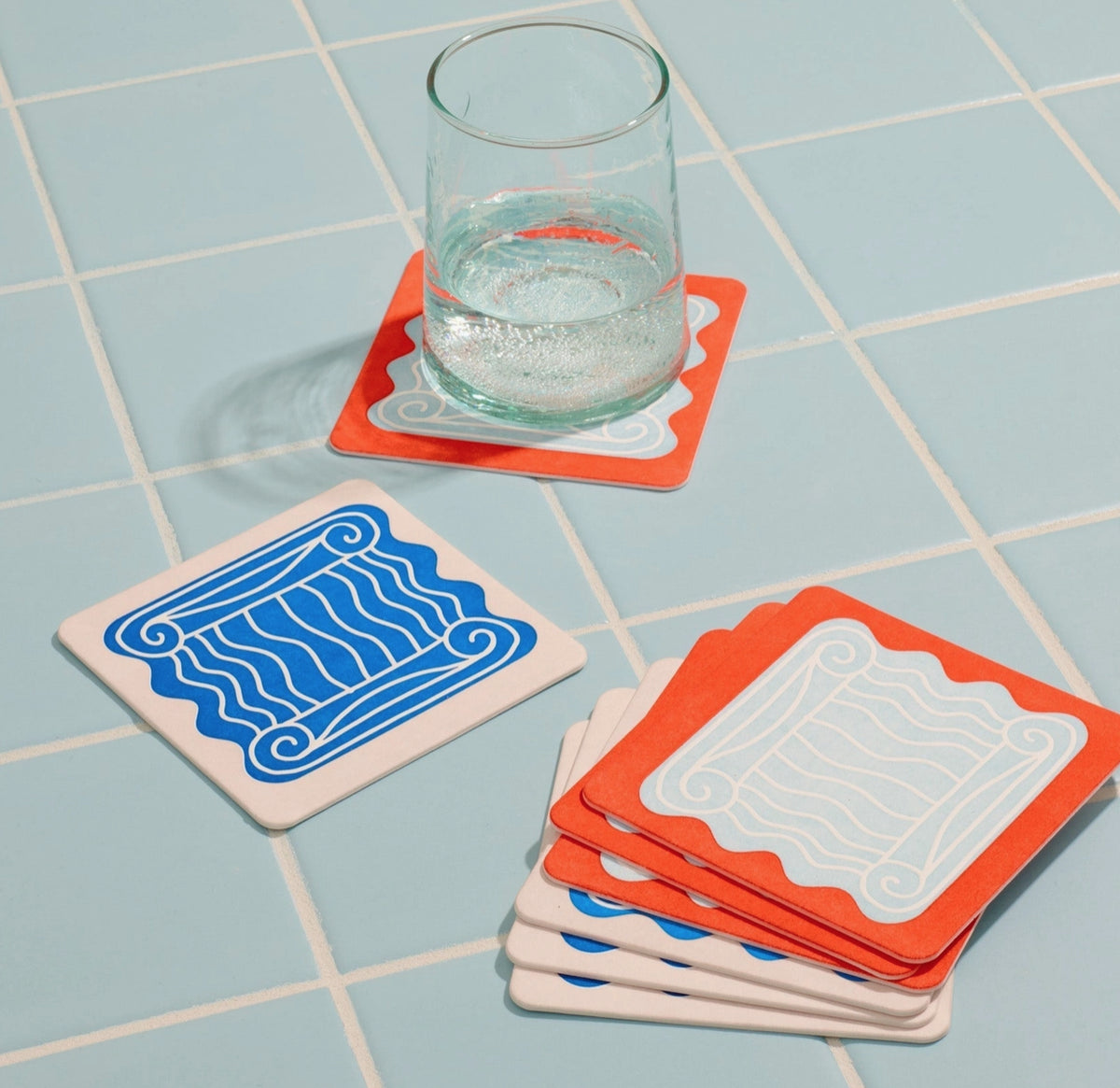 Greek Column Letterpress Coaster Set
