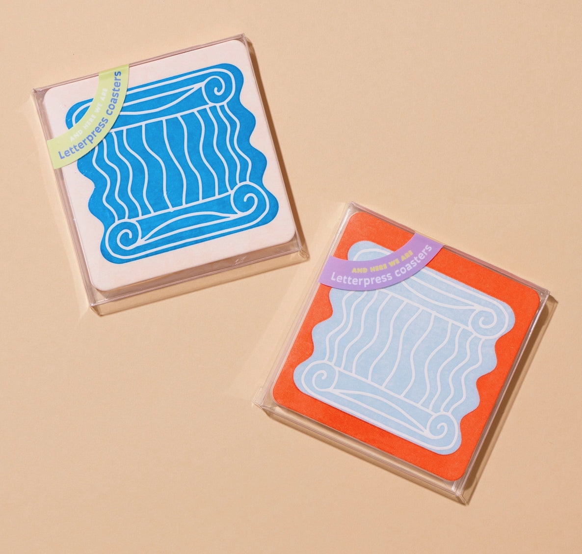 Greek Column Letterpress Coaster Set