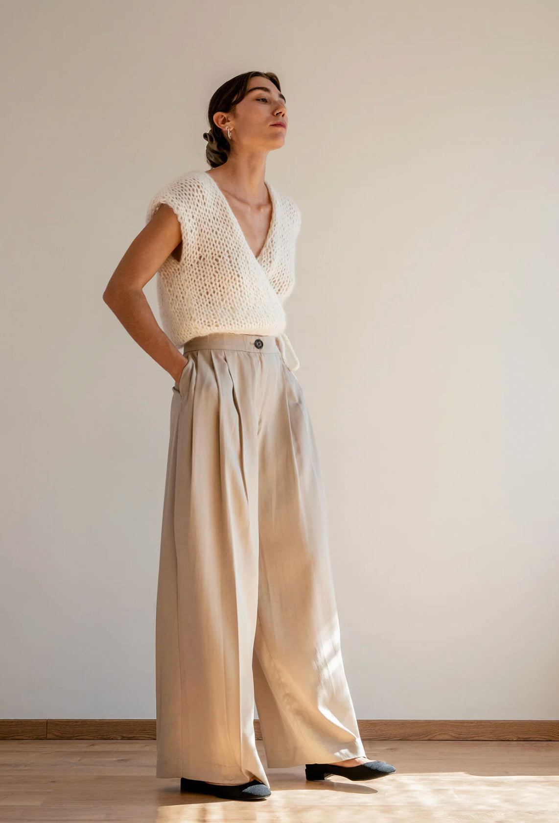 Mohair Wrap Vest in Cloud