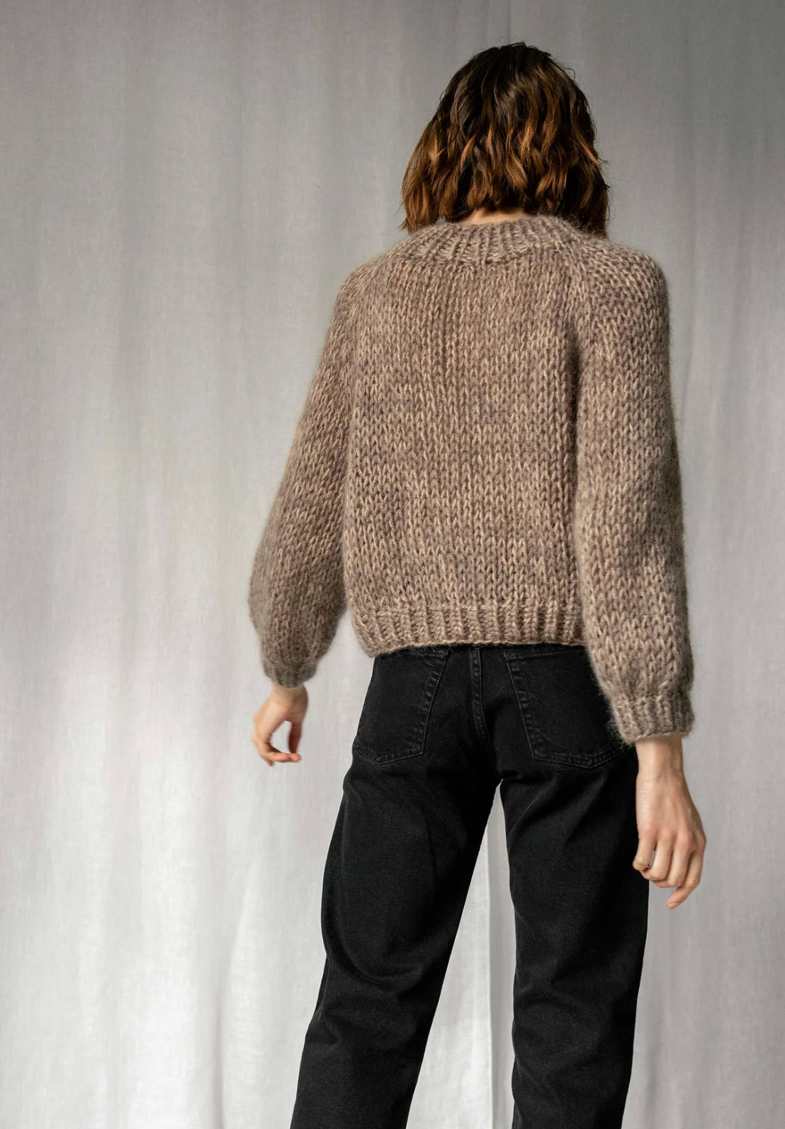 Chunky Braid Sweater in Stone Mix