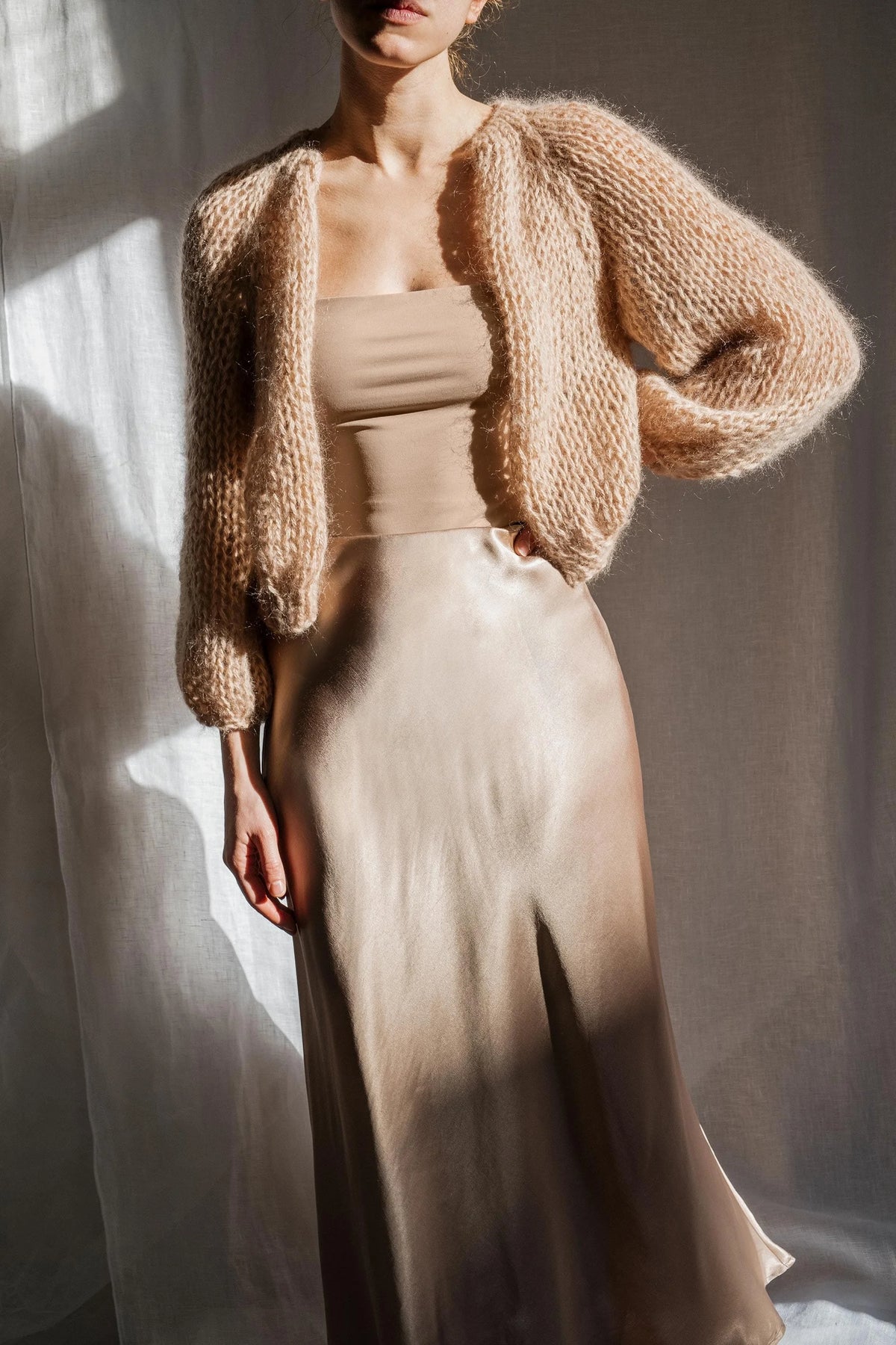 Airy Mohair Bomber in Honey