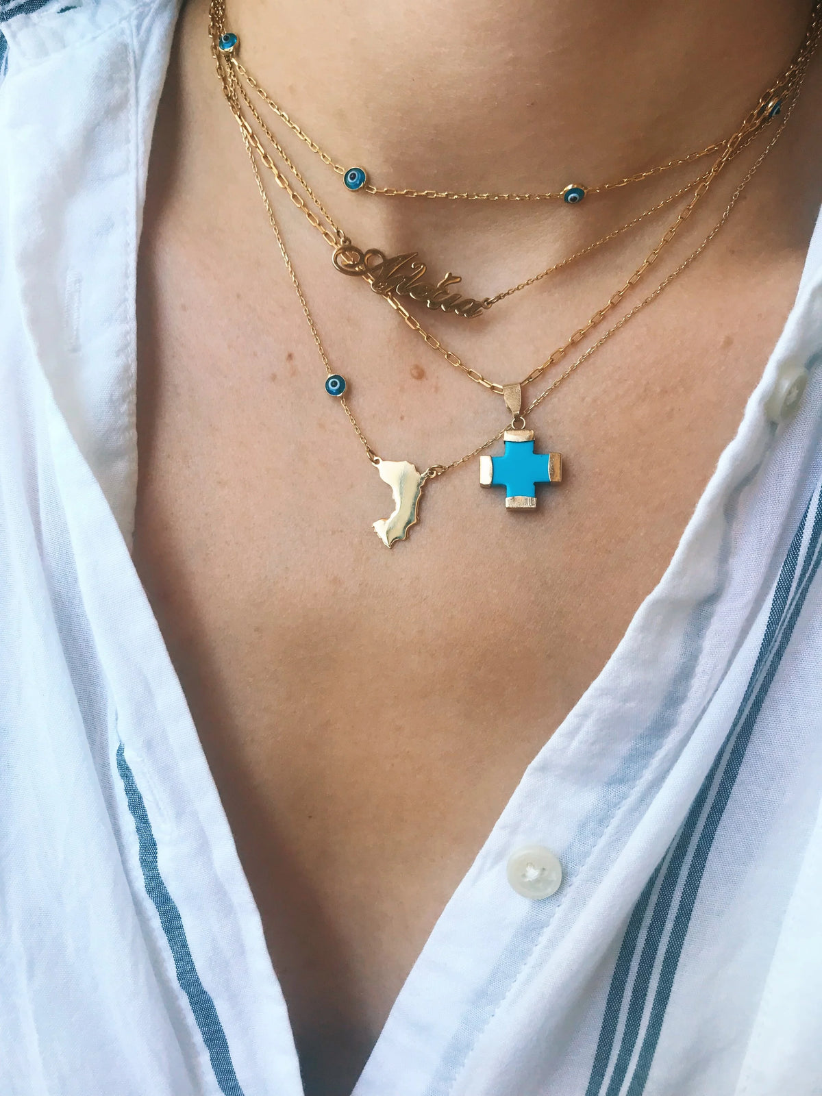 Turquoise Cross Charm - Small