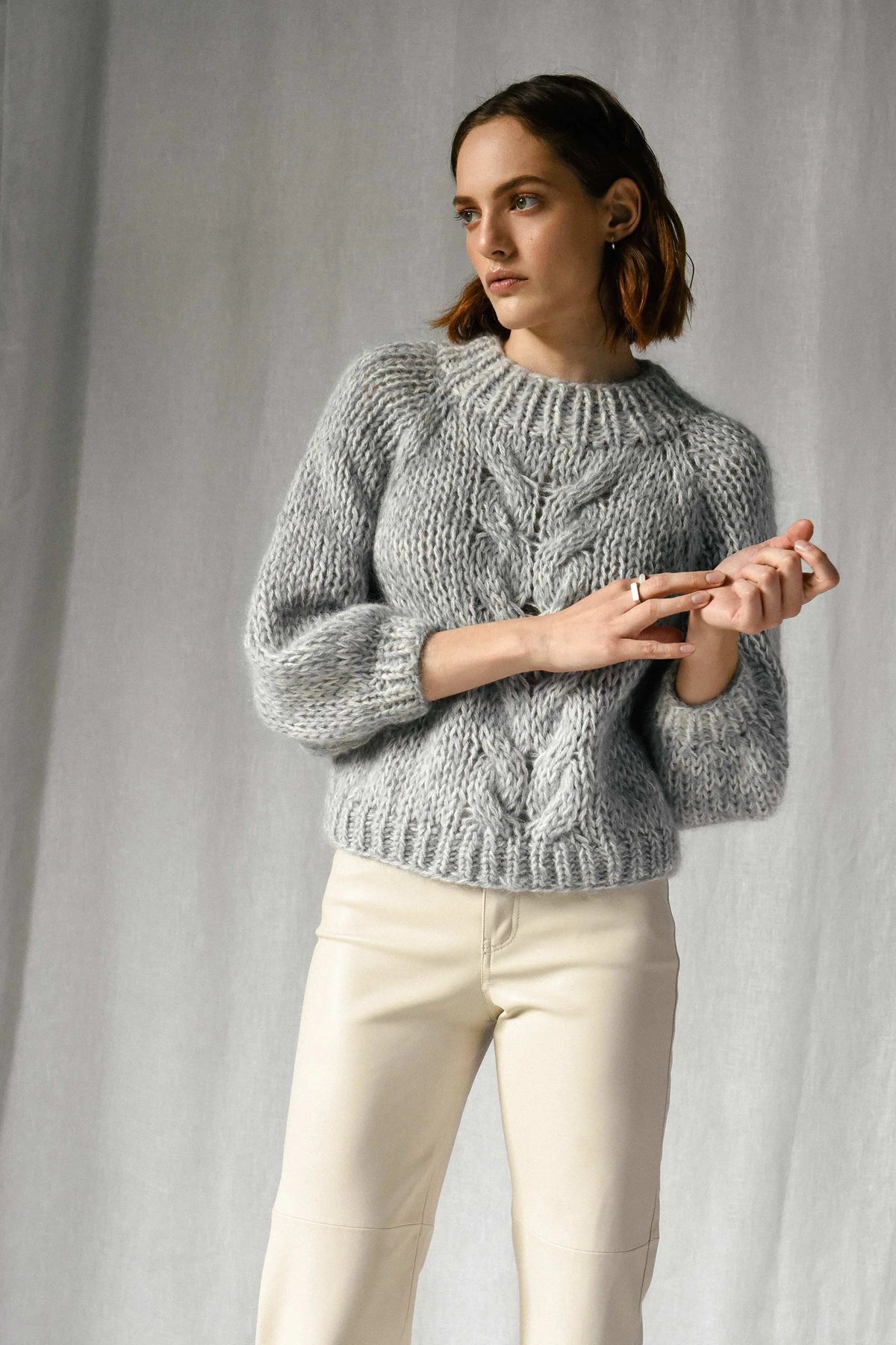 Chunky Braid Sweater in Ozone Mix