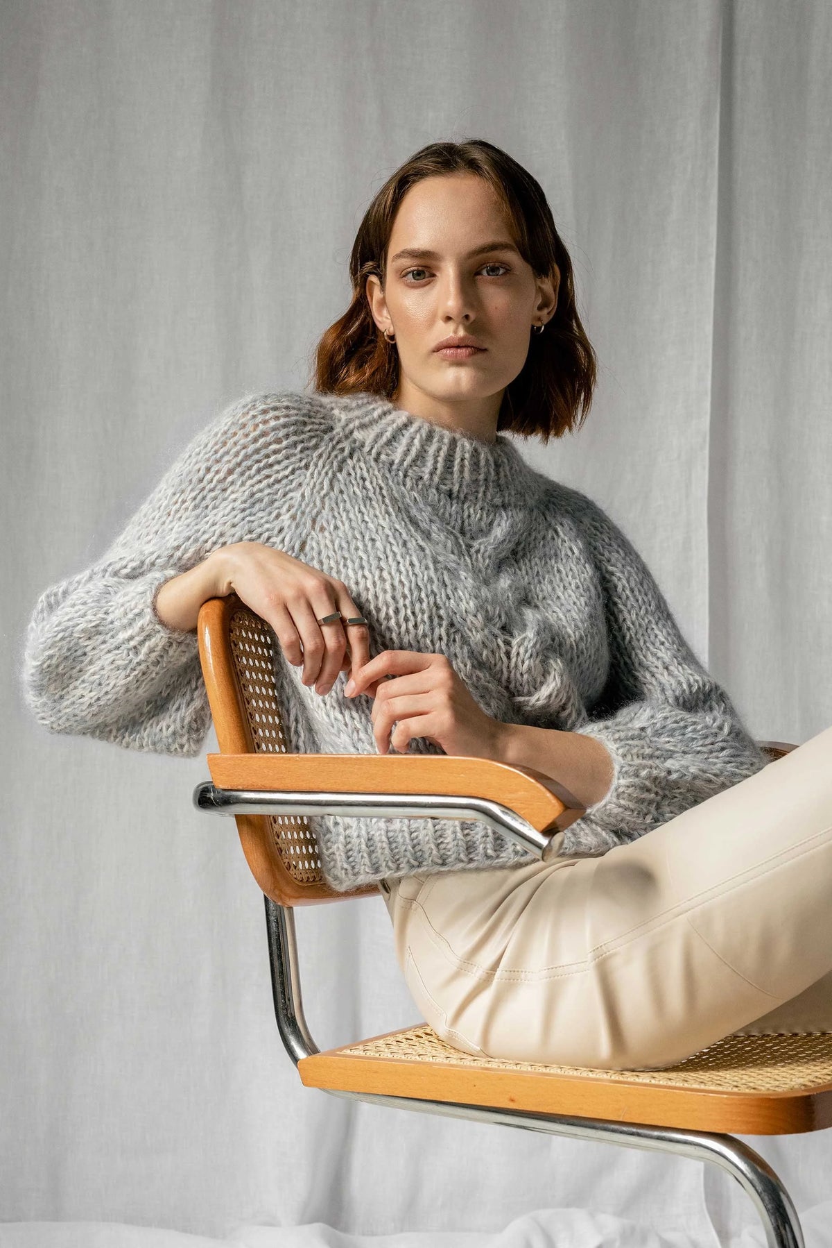 Chunky Braid Sweater in Ozone Mix