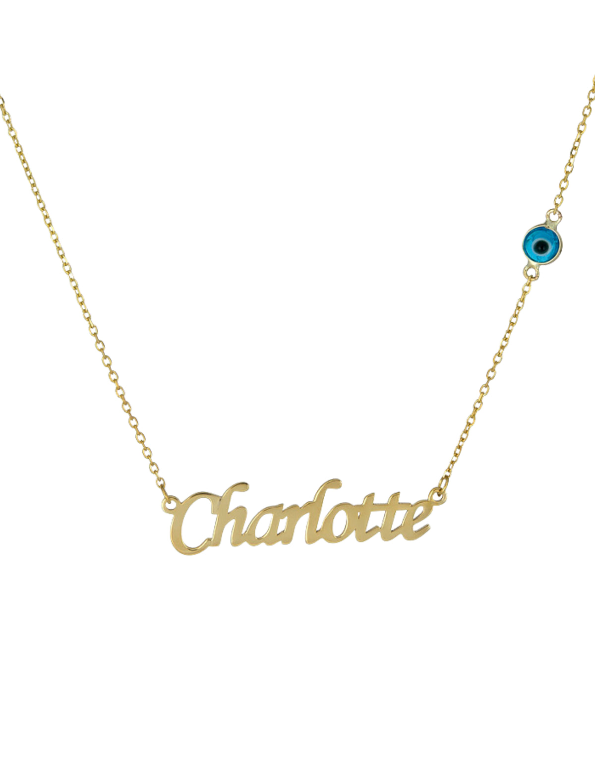 Evil Eye Nameplate Necklace - Latin Alphabet