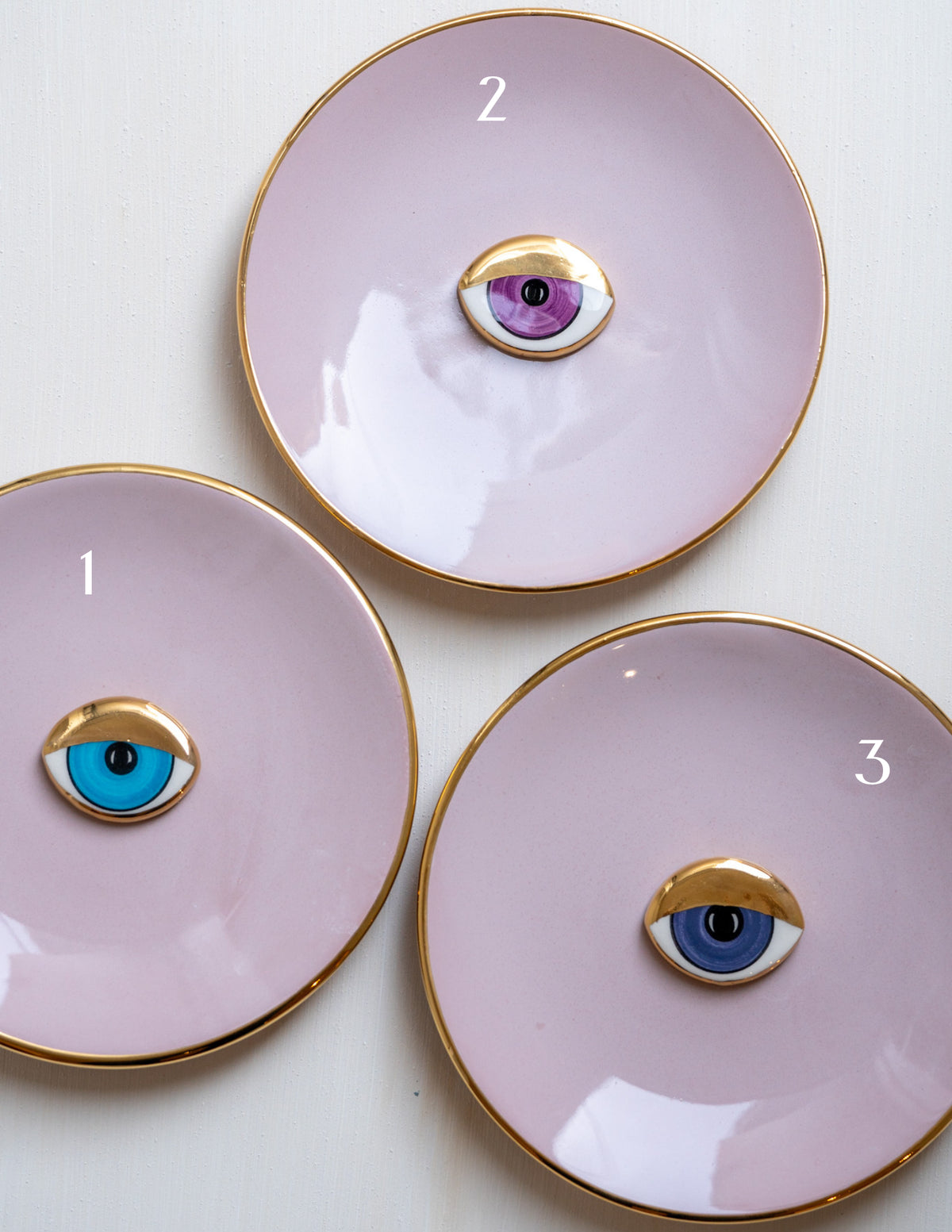 Large Ceramic Evil Eye Decorative Plate - Rose