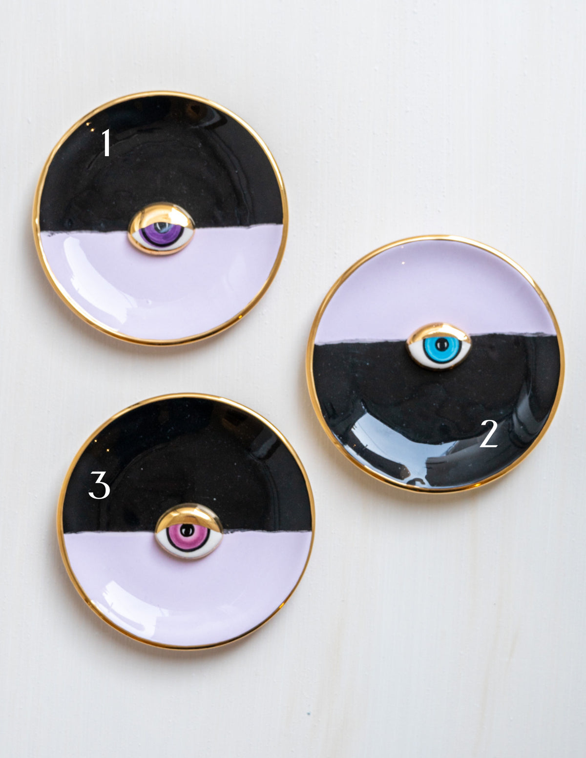 Small Ceramic Evil Eye Decorative Plate - Purple/Black