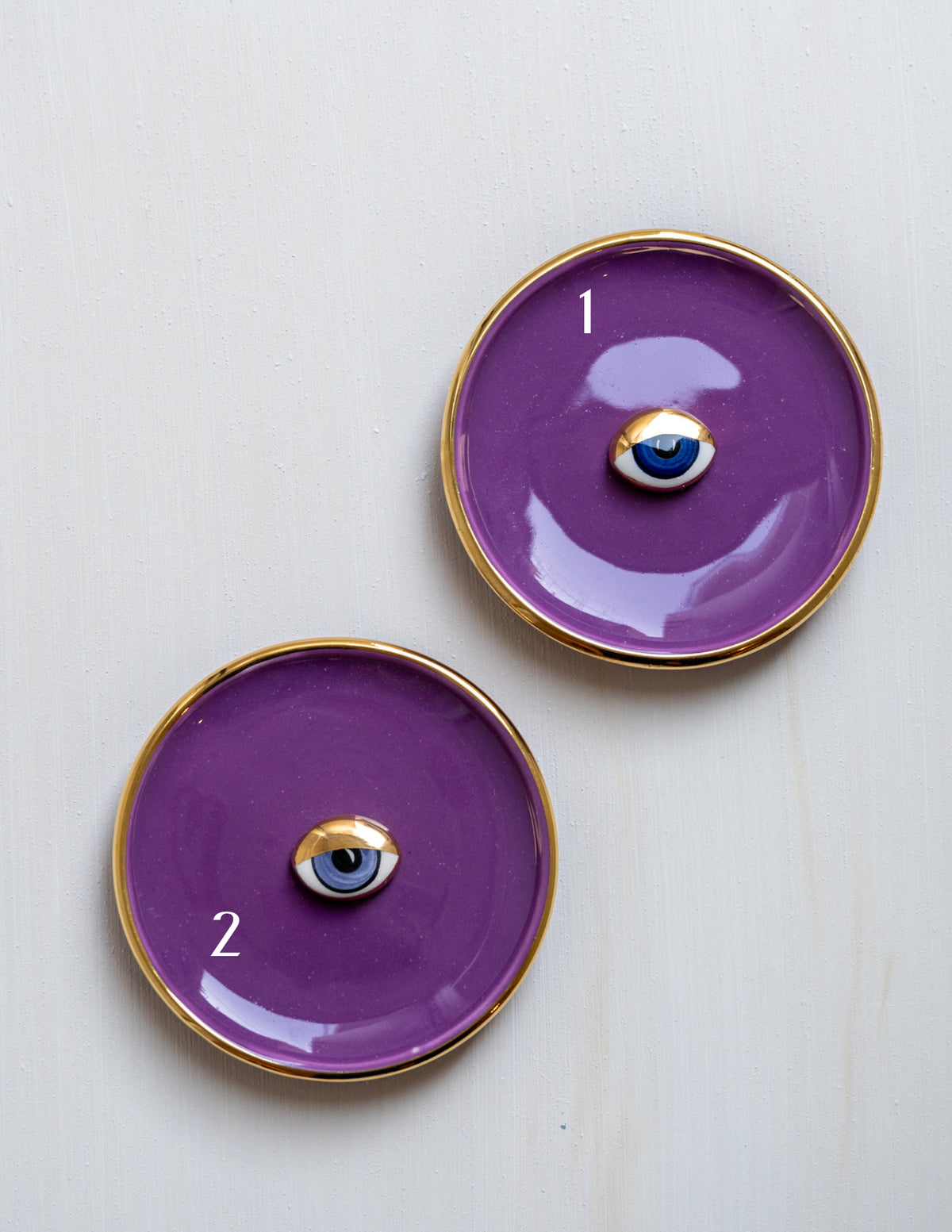 Small Ceramic Evil Eye Decorative Plate - Purple